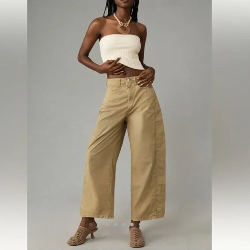 Pilcro Kenna High Rise Heritage Barrel Leg Pants Womens 30 Green - Picture 2 of 6